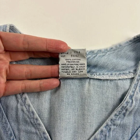 Bridge Sports Wear Vintage Light Wash Denim Chambray LA Dodgers Jersey L - Picture 5 of 9